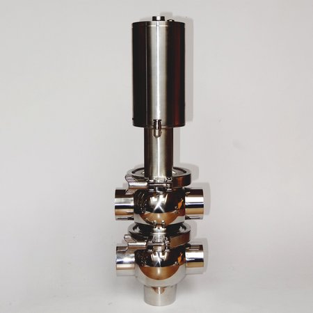 Седельный клапан нержавеющий AISI 316 под сварку Ду 25 тип ТТ с пневмоприводом