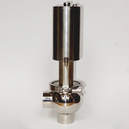 Седельный клапан нержавеющий AISI 316 под сварку Ду 32 тип L с пневмоприводом